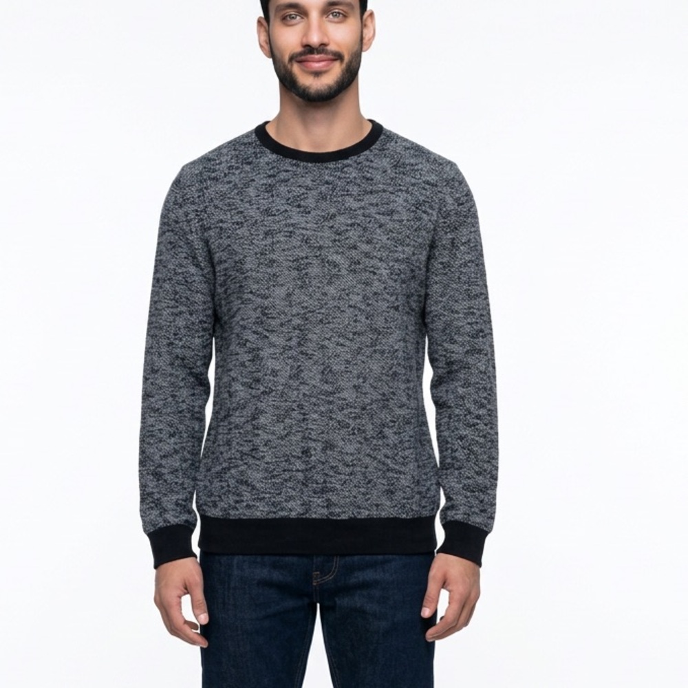 Mens Old Navy Black Heather knit Sweater XL Long Sleeves Crewneck